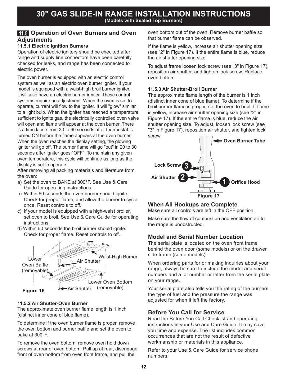 30" gas slide-in range installation instructions | FRIGIDAIRE FGGS3065PF User Manual | Page 12 / 44
