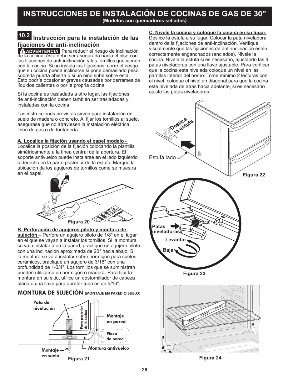 Montura de sujeción | FRIGIDAIRE FGGS3065PF User Manual | Page 28 / 44