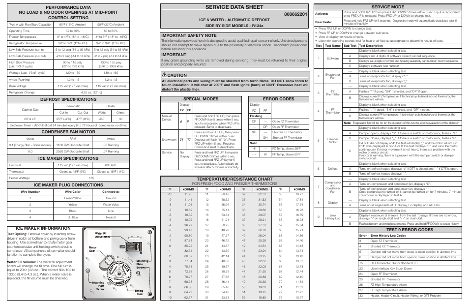 FRIGIDAIRE FFHS2622MH User Manual | 2 pages