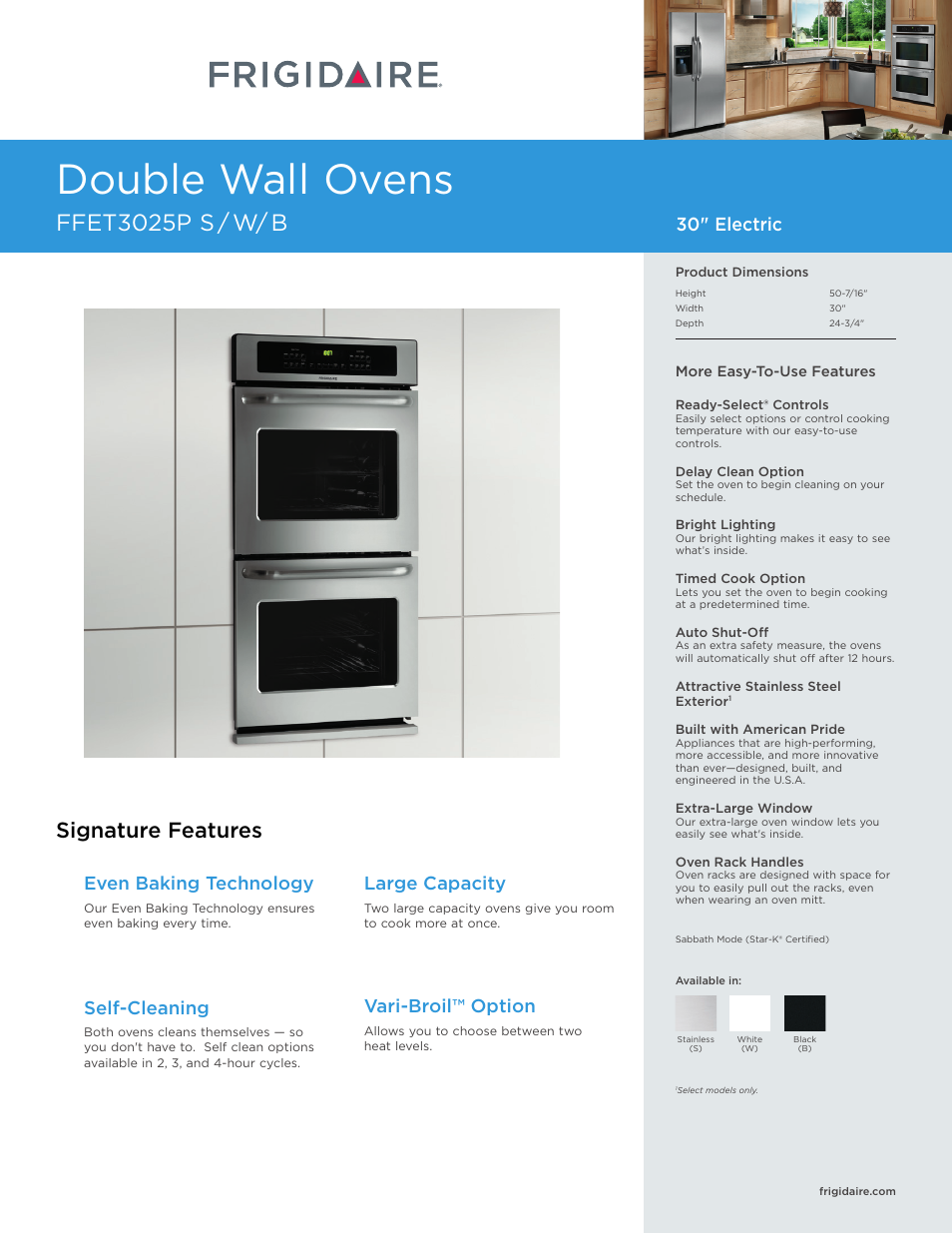 FRIGIDAIRE FFET3025PW User Manual | 7 pages
