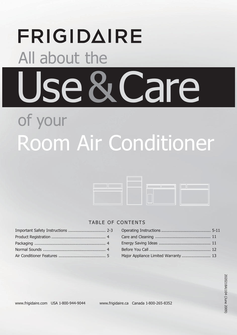 FRIGIDAIRE FRA18EMU2 User Manual | 13 pages