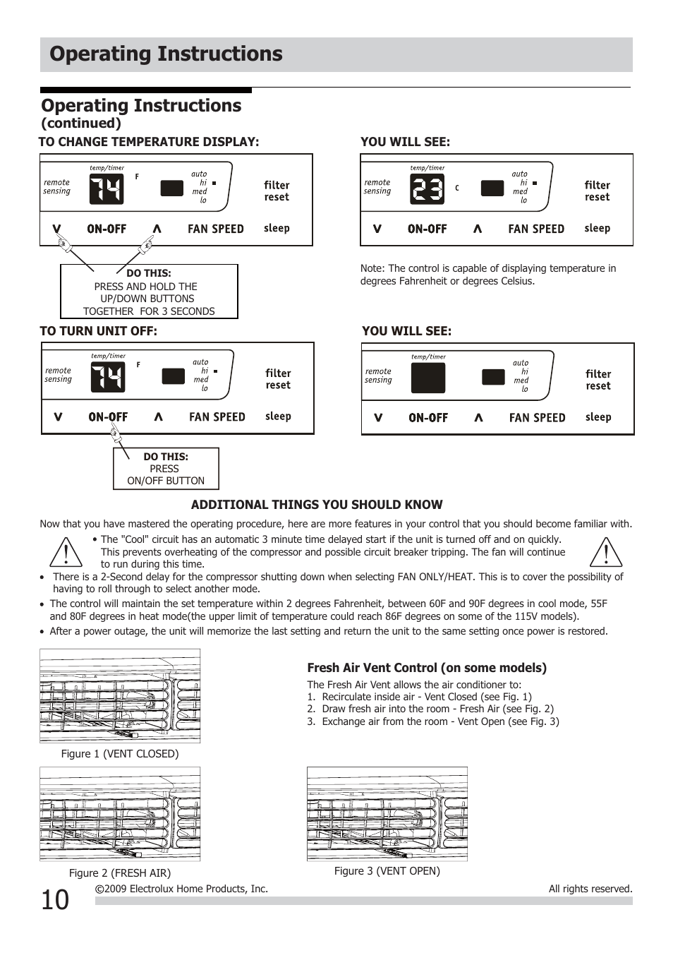 Operating instructions | FRIGIDAIRE FRA18EMU2 User Manual | Page 10 / 13