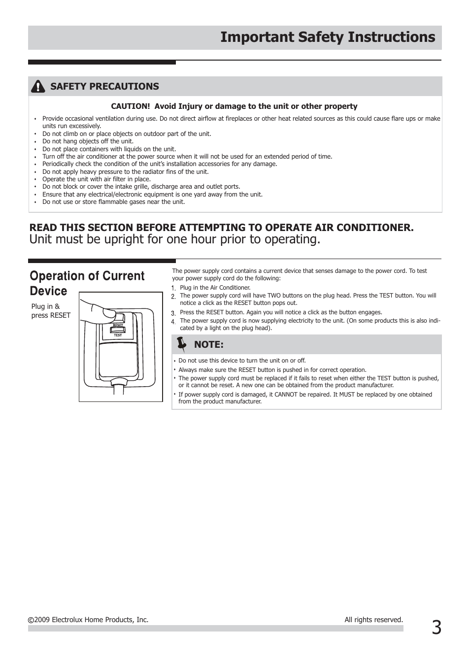 Important safety instructions | FRIGIDAIRE FRA18EMU2 User Manual | Page 3 / 13