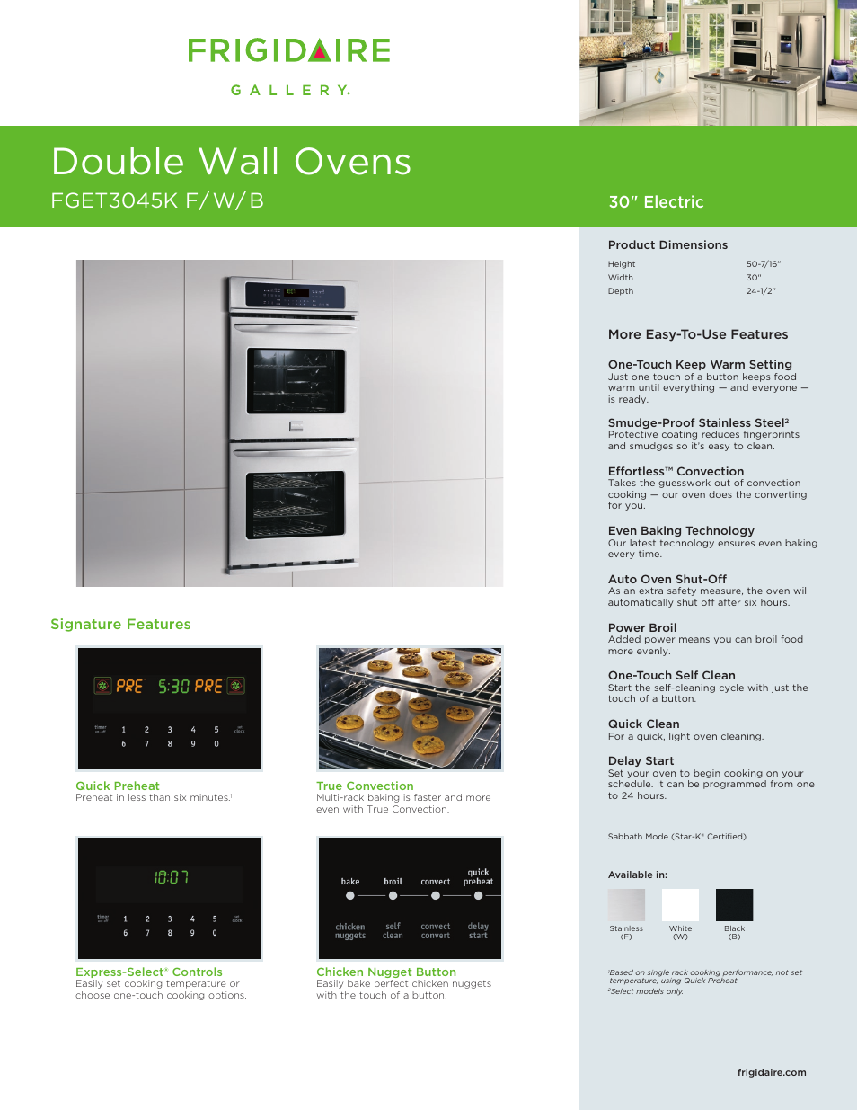 FRIGIDAIRE FGET3045KB User Manual | 6 pages