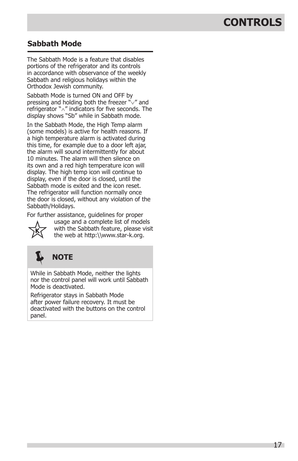 Controls | FRIGIDAIRE FGHN2866PP User Manual | Page 17 / 32