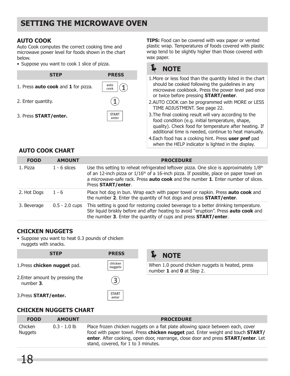 Setting the microwave oven | FRIGIDAIRE FGMC2765PB User Manual | Page 18 / 48
