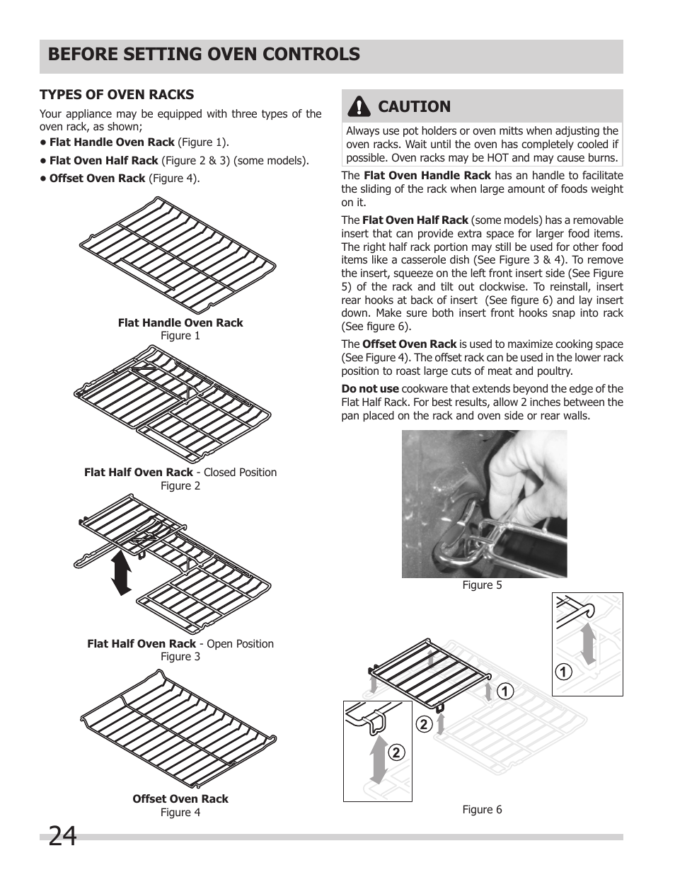 Before setting oven controls, Caution | FRIGIDAIRE FGMC2765PB User Manual | Page 24 / 48