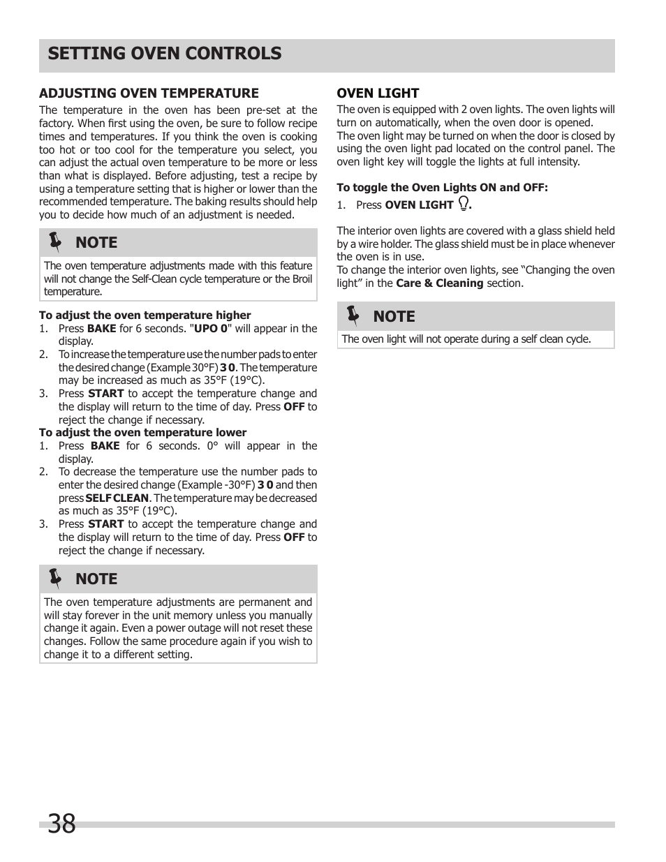 Setting oven controls | FRIGIDAIRE FGMC2765PB User Manual | Page 38 / 48