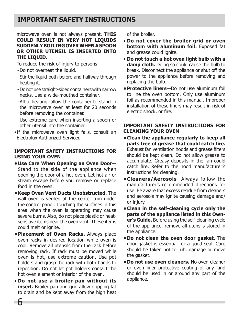 Important safety instructions | FRIGIDAIRE FGMC2765PB User Manual | Page 6 / 48
