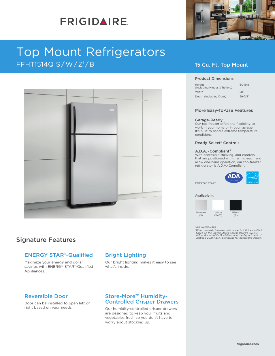 FRIGIDAIRE FFHT1514QS User Manual | 4 pages