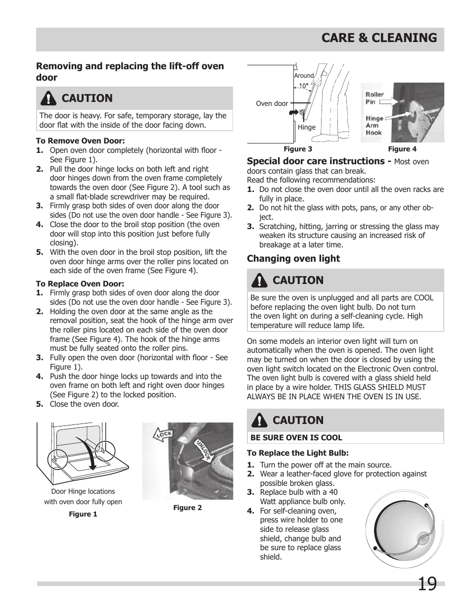 Care & cleaning, Caution | FRIGIDAIRE FFGS3025LS User Manual | Page 19 / 24