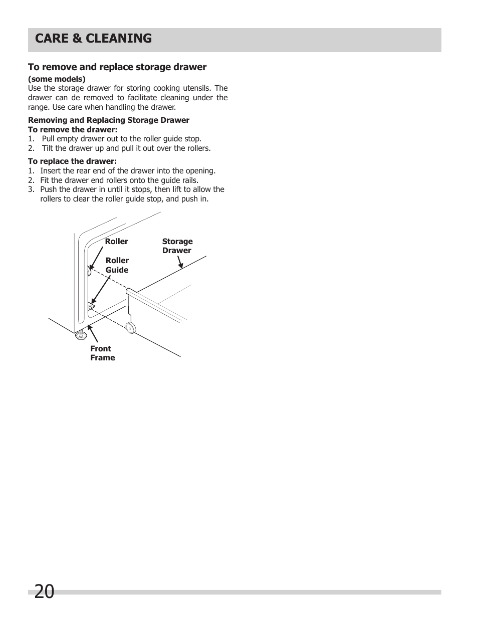 Care & cleaning | FRIGIDAIRE FFGS3025LS User Manual | Page 20 / 24