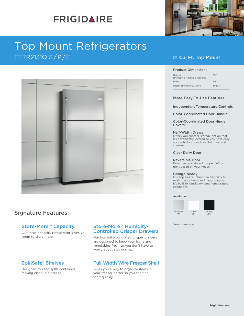 FRIGIDAIRE FFTR2131QP User Manual | 4 pages