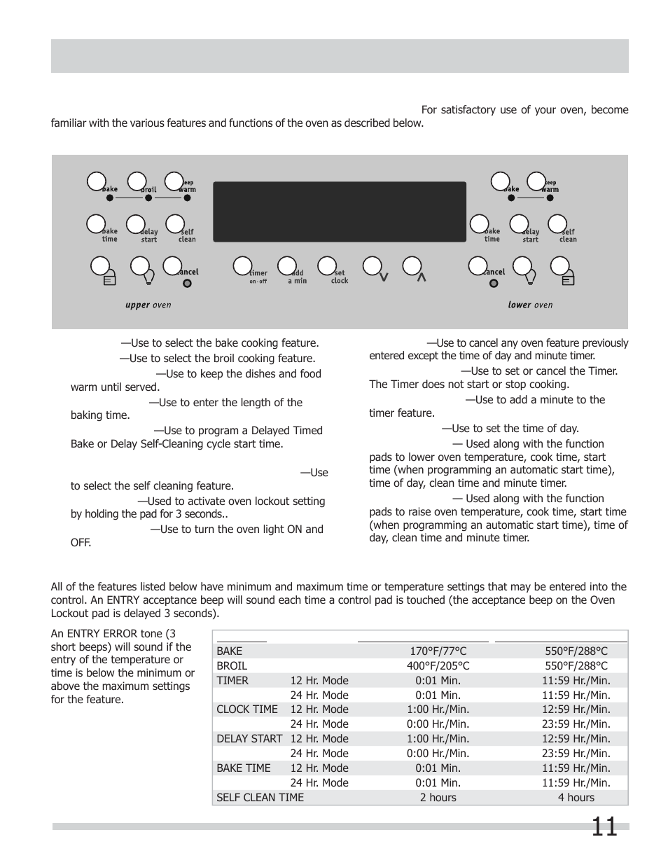 Before setting oven controls | FRIGIDAIRE FGGF301DNB User Manual | Page 11 / 28