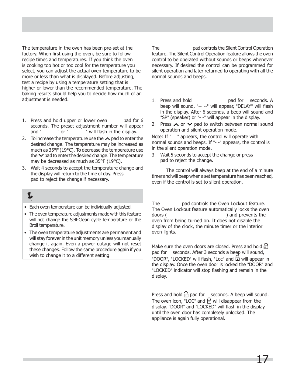 User preferences | FRIGIDAIRE FGGF301DNB User Manual | Page 17 / 28