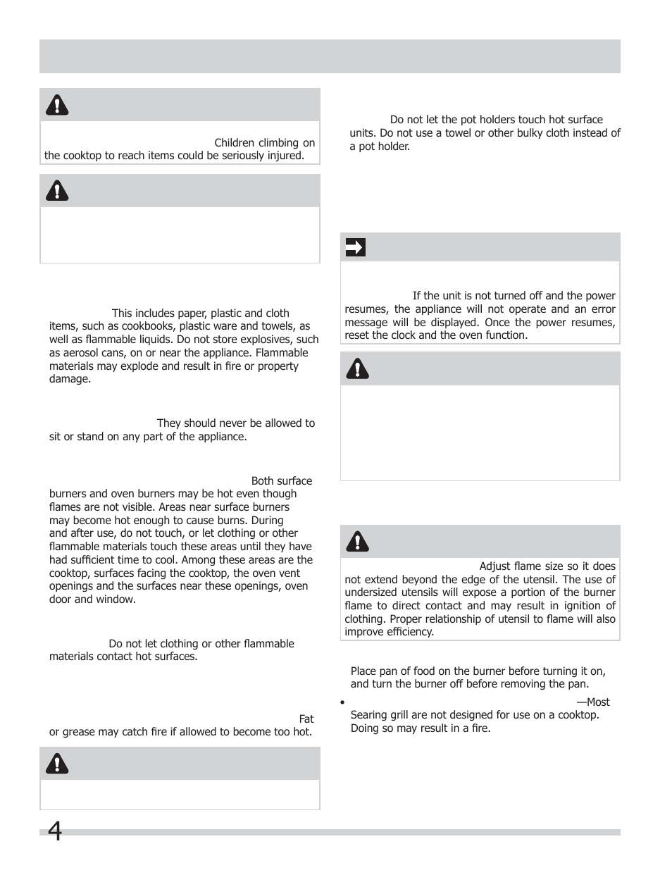 Important safety instructions, Warning, Caution | Important | FRIGIDAIRE FGGF301DNB User Manual | Page 4 / 28