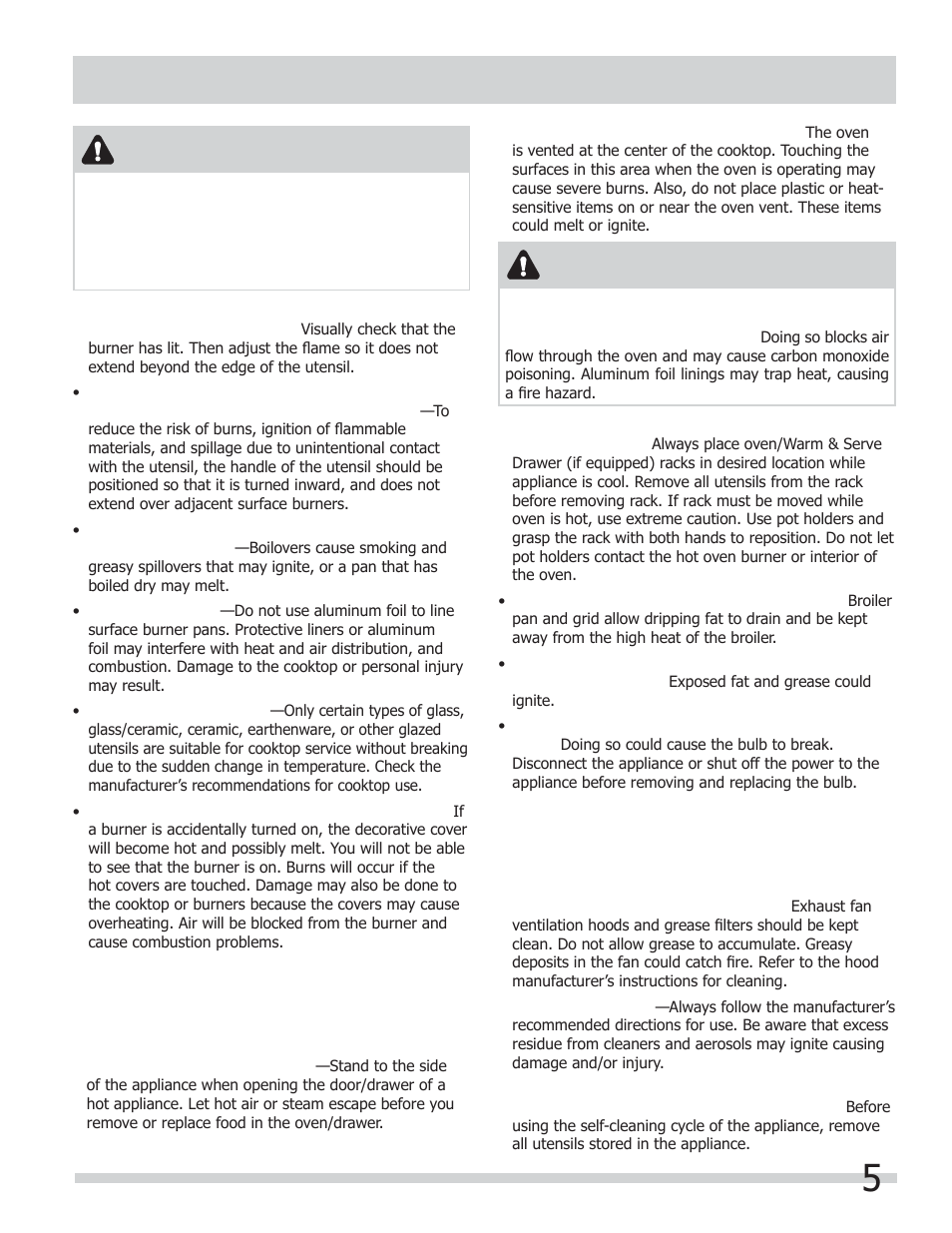 Important safety instructions, Warning | FRIGIDAIRE FGGF301DNB User Manual | Page 5 / 28