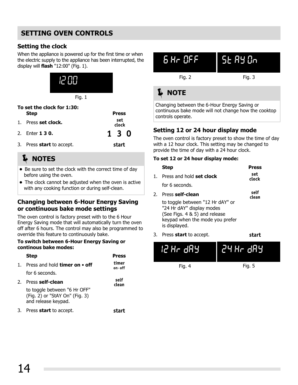 Setting oven controls | FRIGIDAIRE FGGF3054MW User Manual | Page 14 / 40