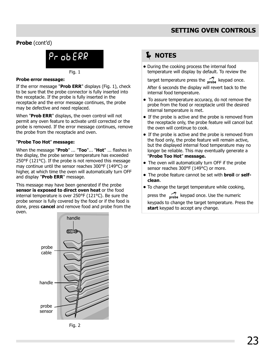 Setting oven controls | FRIGIDAIRE FGGF3054MW User Manual | Page 23 / 40