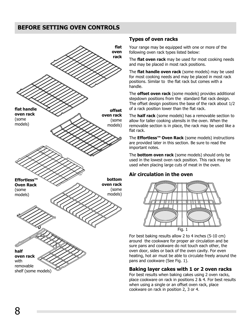 Before setting oven controls | FRIGIDAIRE FGGF3054MW User Manual | Page 8 / 40
