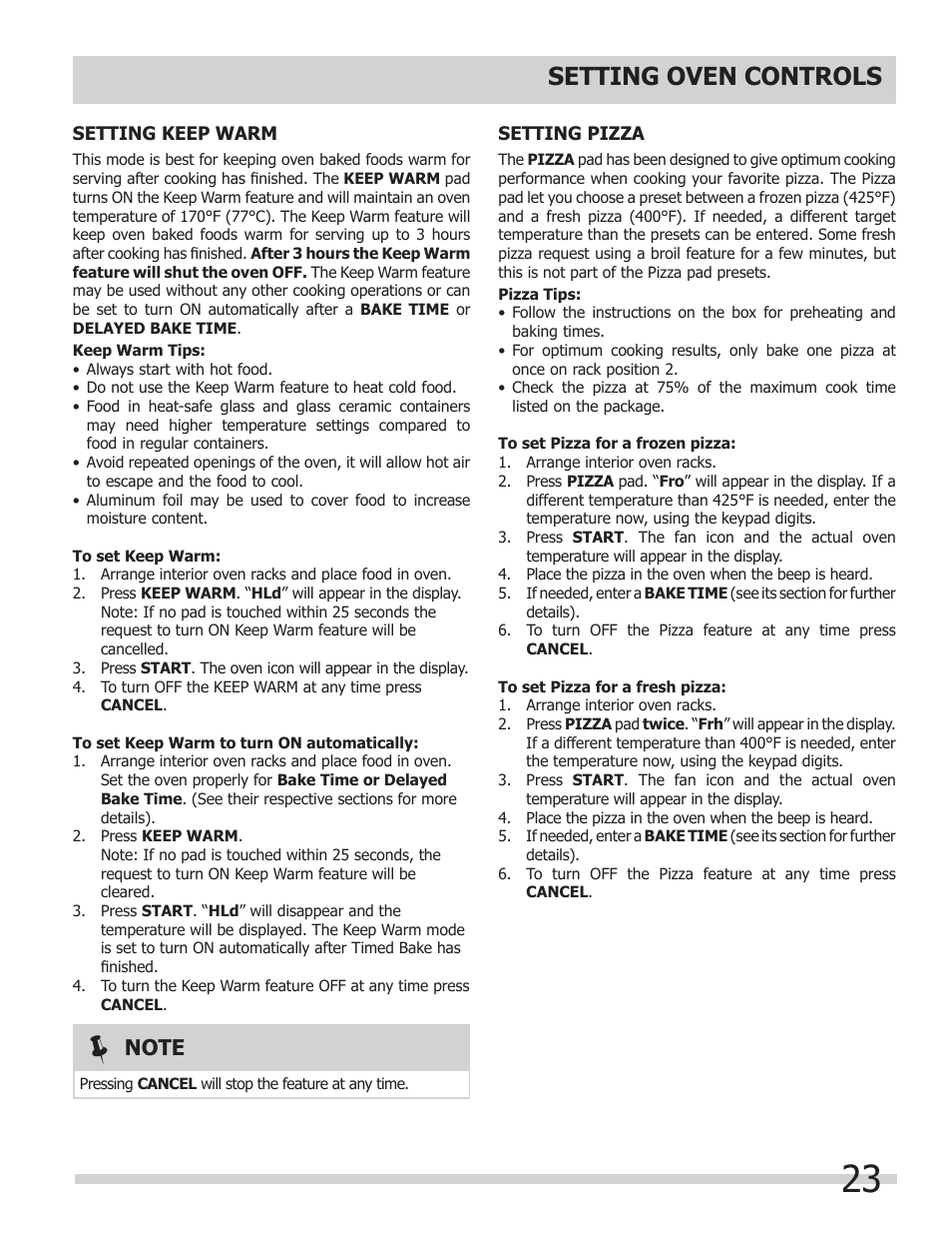 Setting oven controls | FRIGIDAIRE FPDS3085KF User Manual | Page 23 / 40