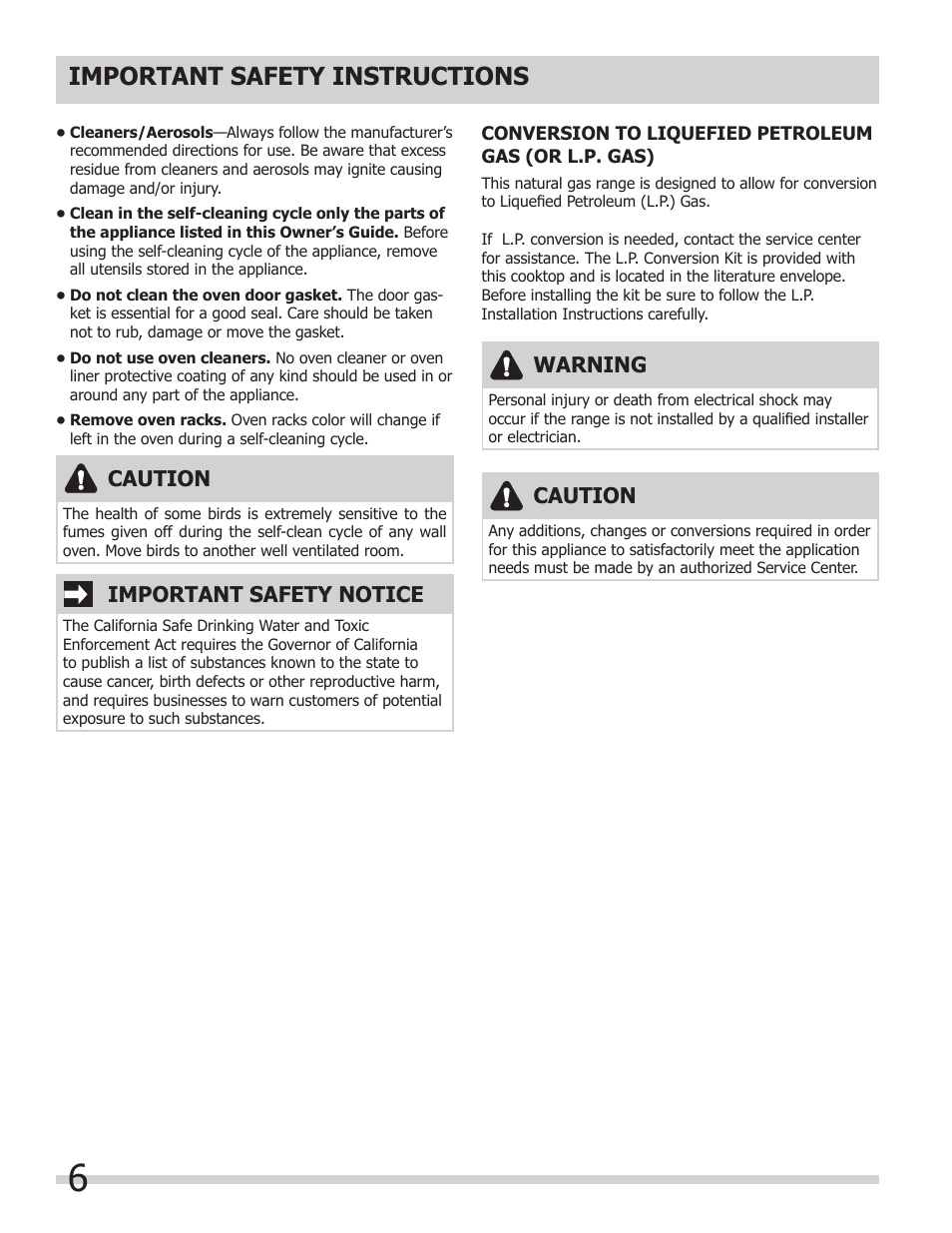 Important safety instructions, Caution, Important safety notice | Warning | FRIGIDAIRE FPDS3085KF User Manual | Page 6 / 40