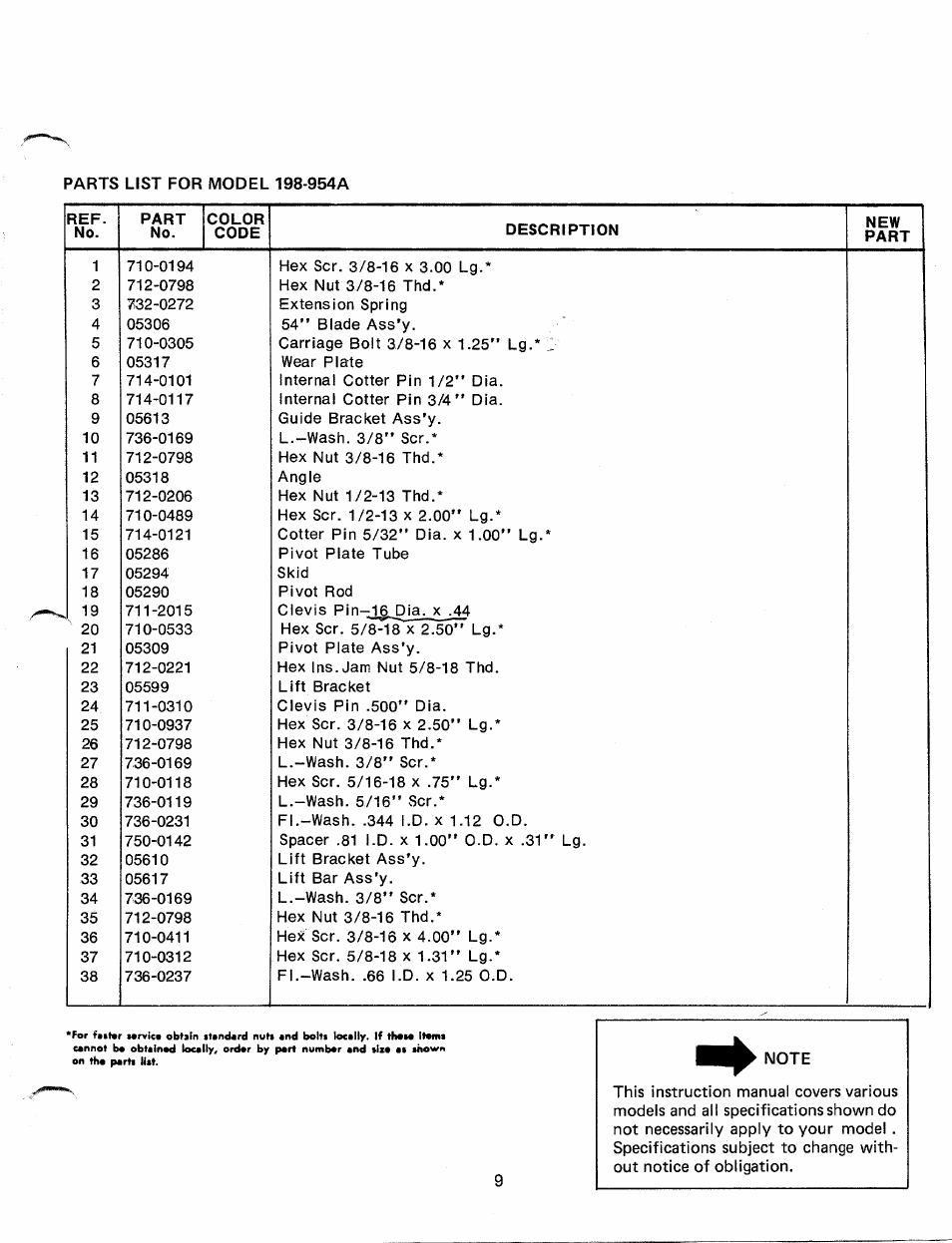 Bolens 198-954A User Manual | Page 9 / 10