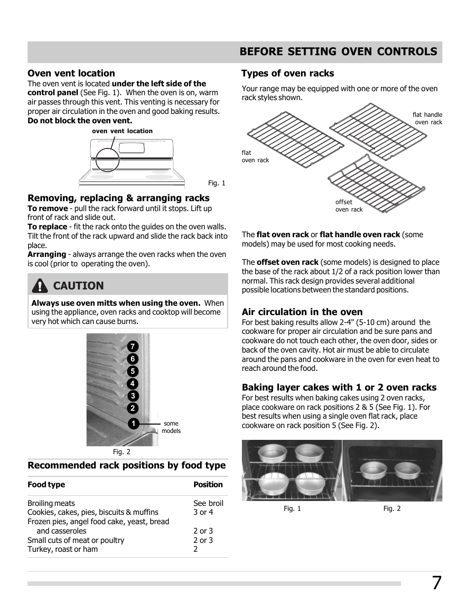 Before setting oven controls, Caution | FRIGIDAIRE FFEF3048LS User Manual | Page 7 / 28