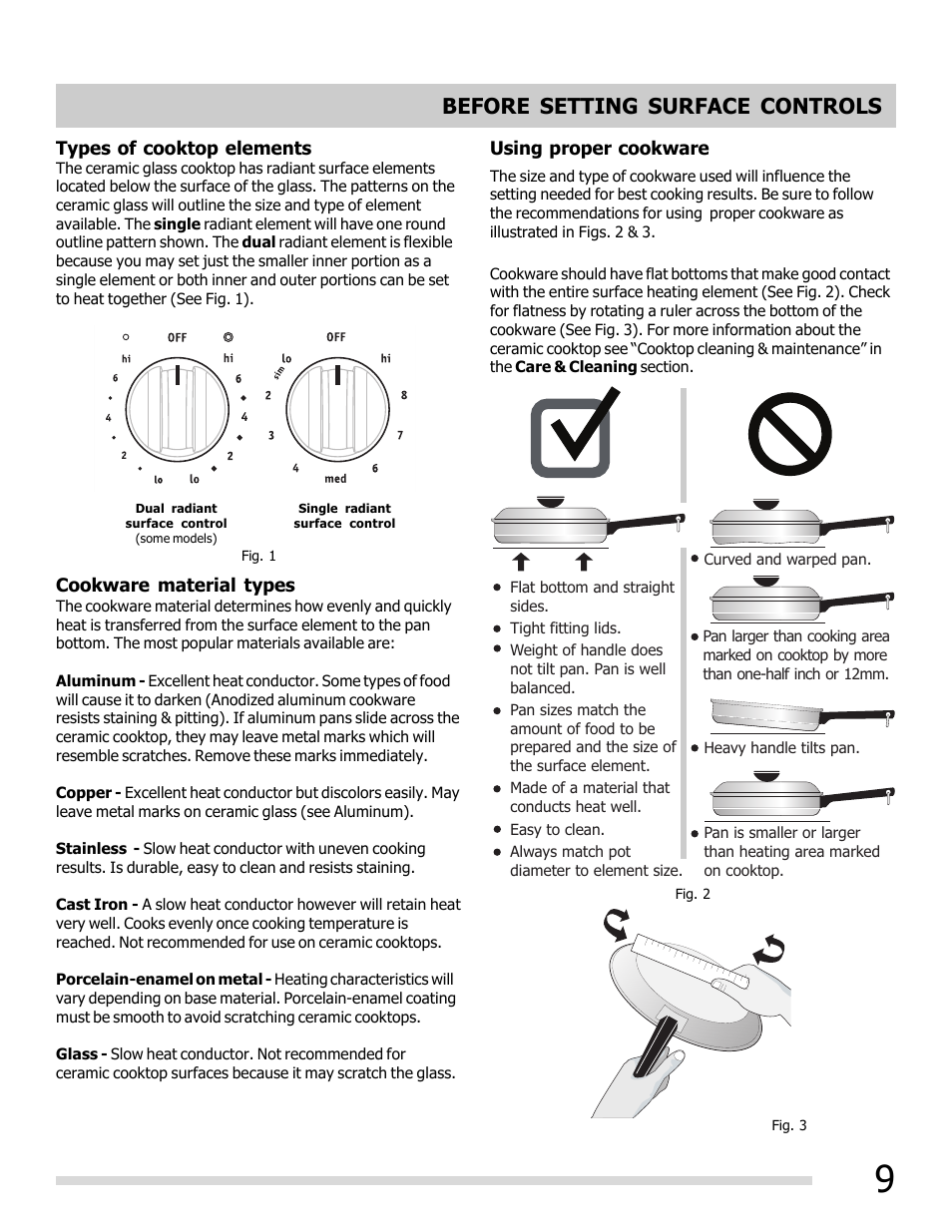 Before setting surface controls | FRIGIDAIRE FFEF3048LS User Manual | Page 9 / 28