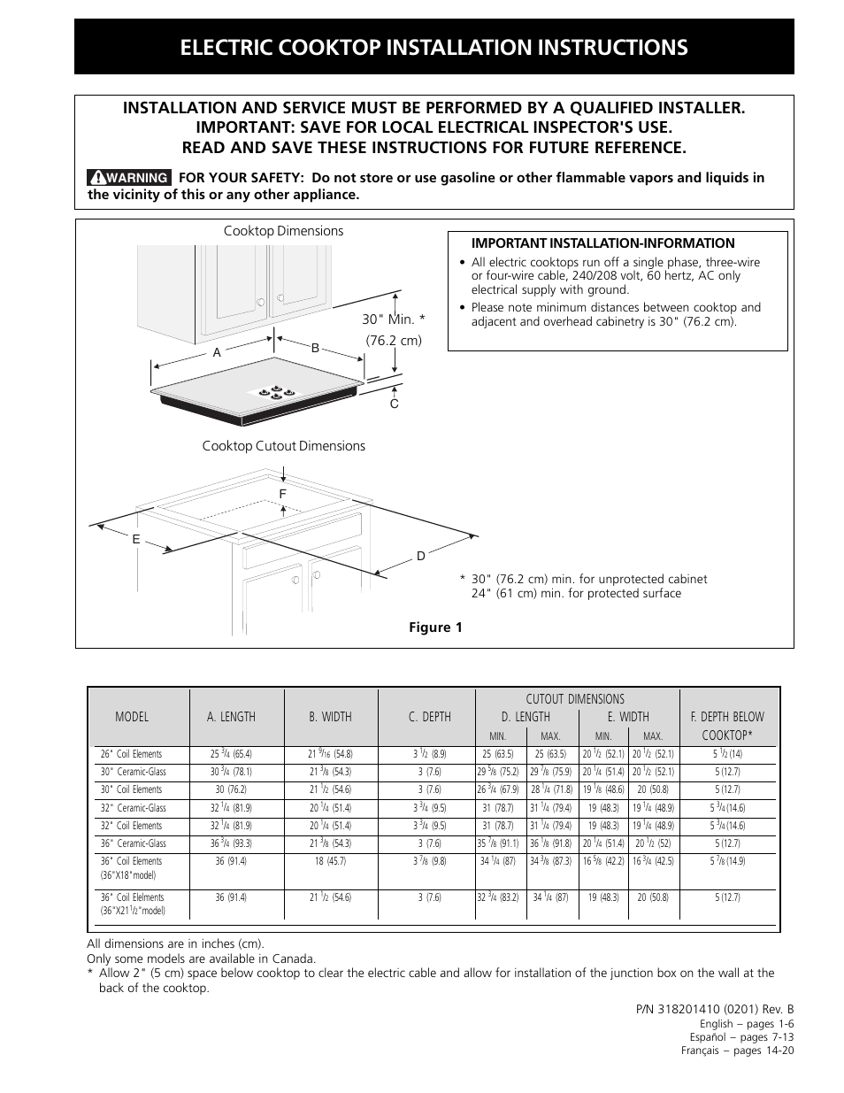 FRIGIDAIRE FFEC2605LS User Manual | 20 pages