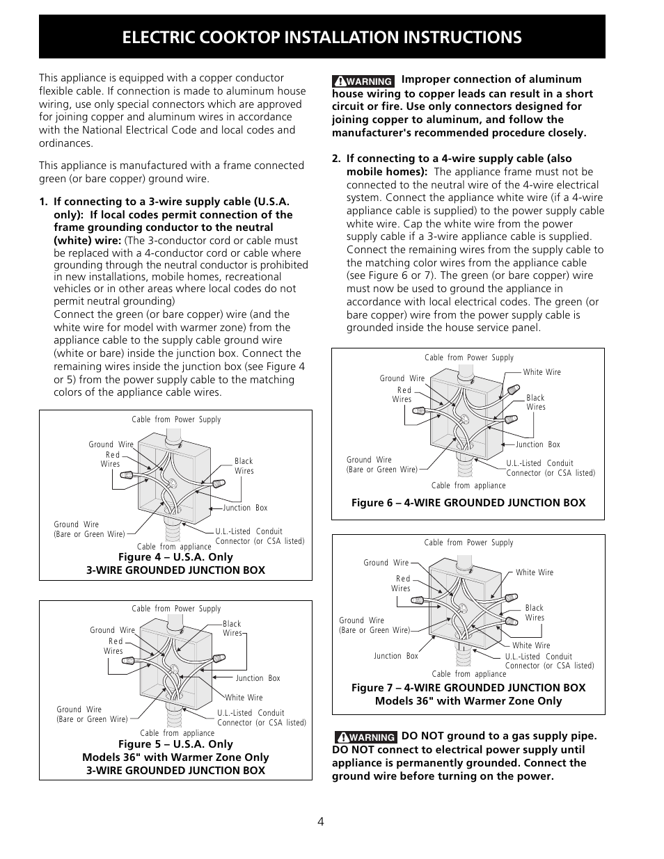 Electric cooktop installation instructions | FRIGIDAIRE FFEC2605LS User Manual | Page 4 / 20