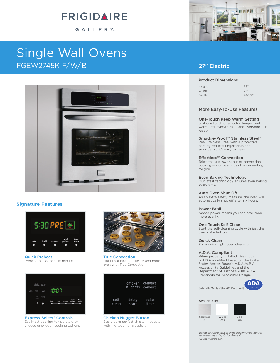 FRIGIDAIRE FGEW2745KF User Manual | 7 pages