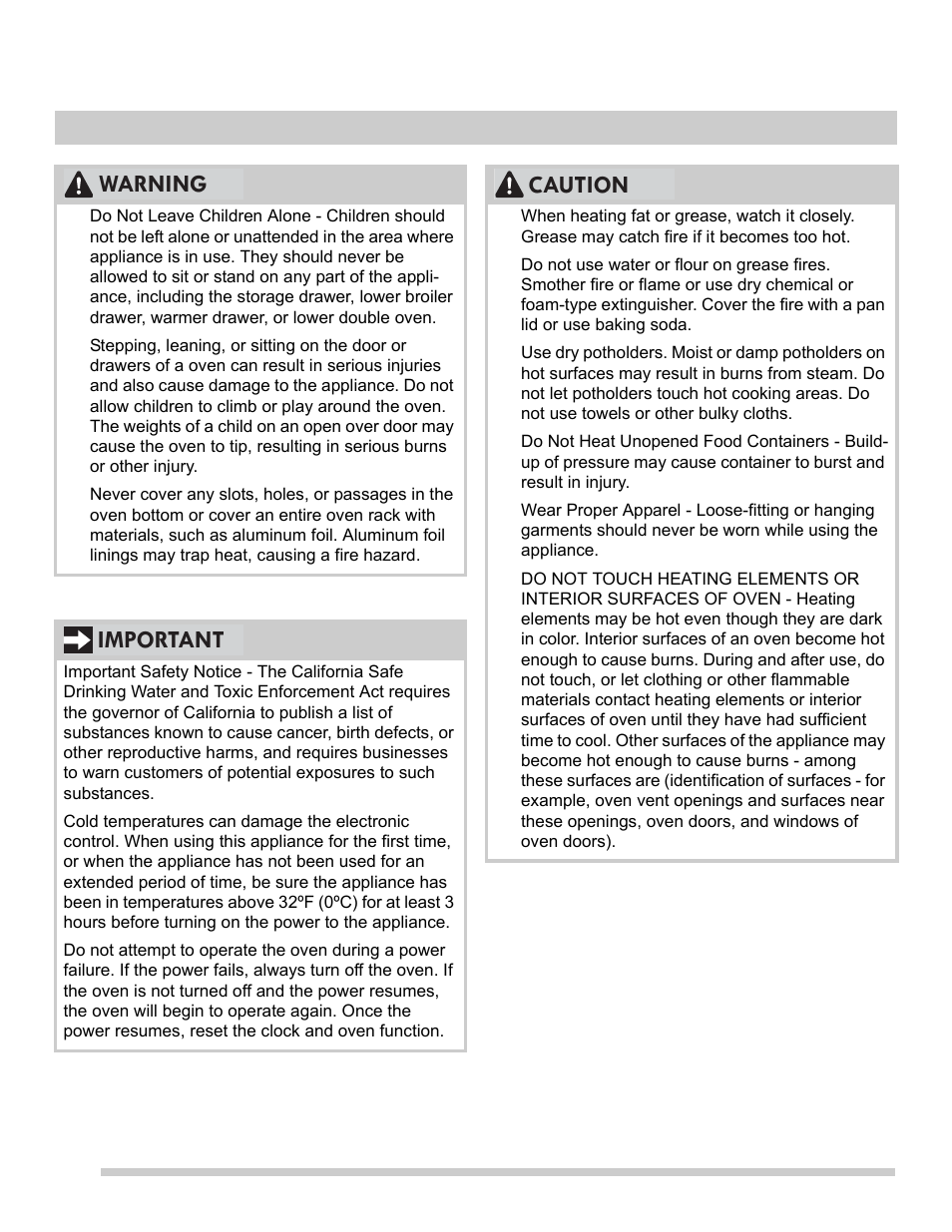 4important safety instructions, Warning important, Caution | FRIGIDAIRE FGEW2765PB User Manual | Page 4 / 31