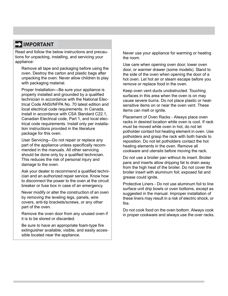 5important safety instructions, Important | FRIGIDAIRE FGEW2765PB User Manual | Page 5 / 31