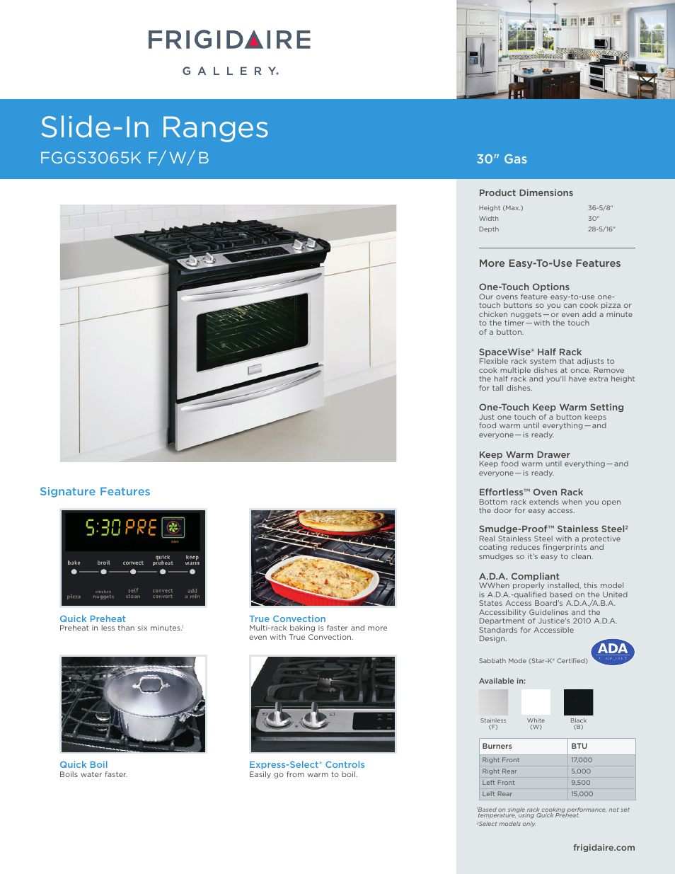 FRIGIDAIRE FGGS3065KB User Manual | 7 pages