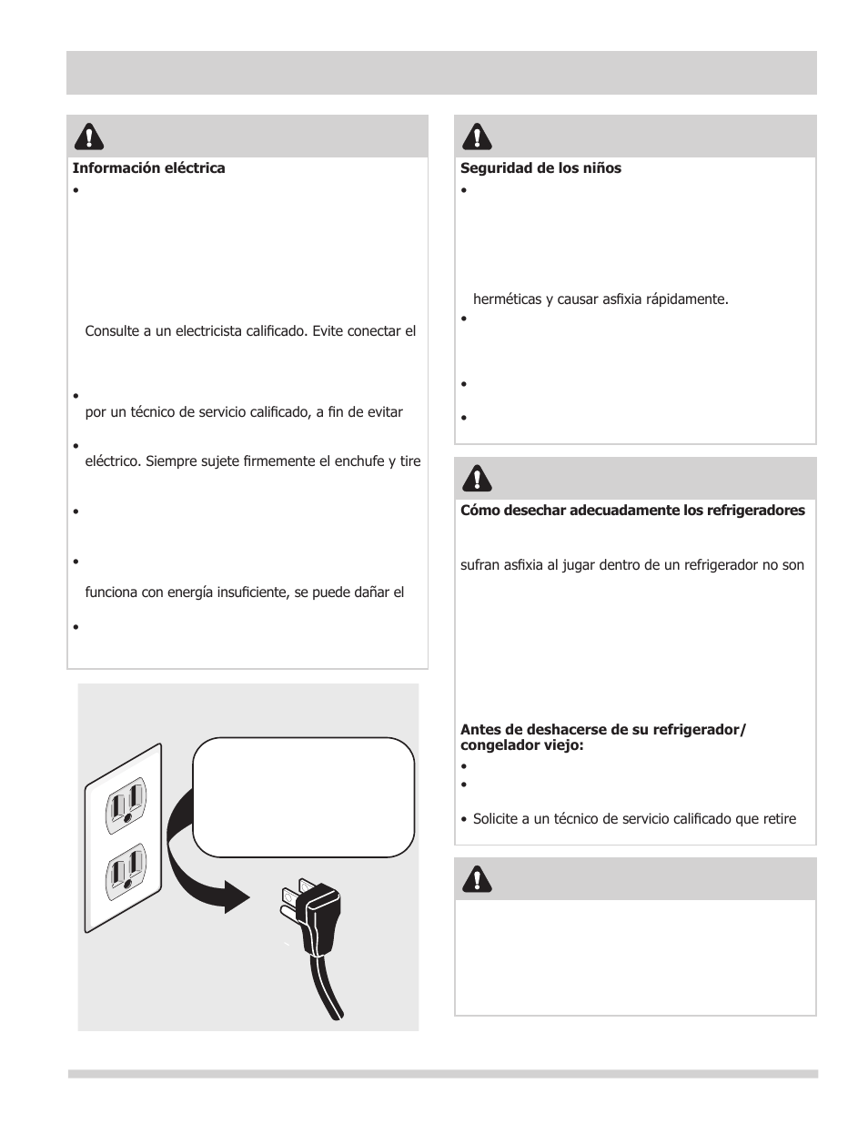 Instrucciones importantes de seguridad, Precaución, Advertencia | FRIGIDAIRE FFTR1022QW User Manual | Page 15 / 36