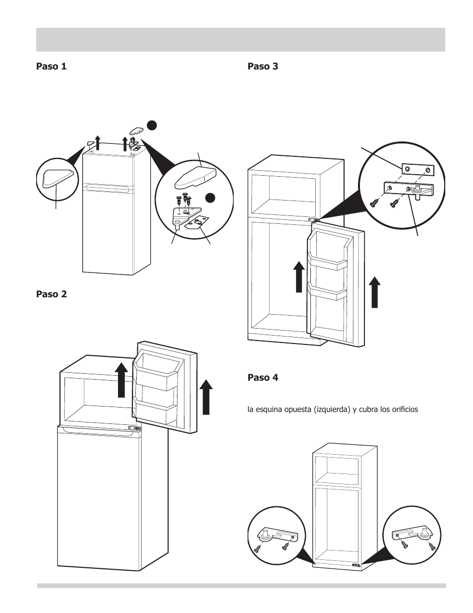 Levantar, Instrucciones inversión de la puerta | FRIGIDAIRE FFTR1022QW User Manual | Page 17 / 36