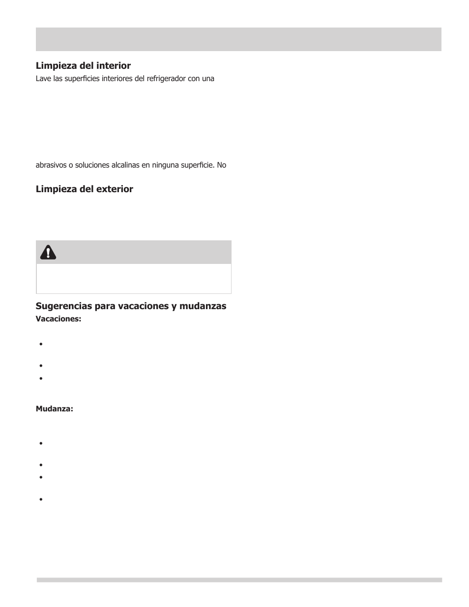 Cuidado y limpieza, Advertencia | FRIGIDAIRE FFTR1022QW User Manual | Page 21 / 36