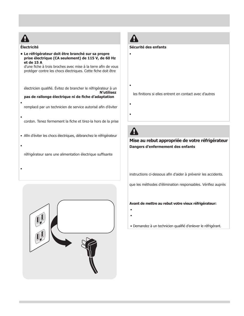 Mesures de sécurité importantes, Avertissement | FRIGIDAIRE FFTR1022QW User Manual | Page 27 / 36