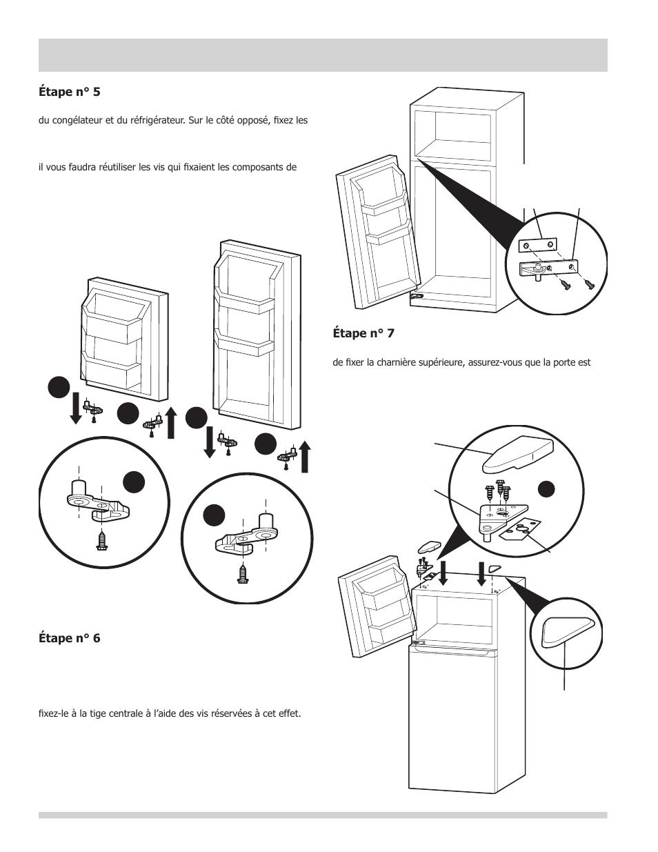 Porte du congélateur porte du réfrigérateur, Door reversal instructions | FRIGIDAIRE FFTR1022QW User Manual | Page 30 / 36