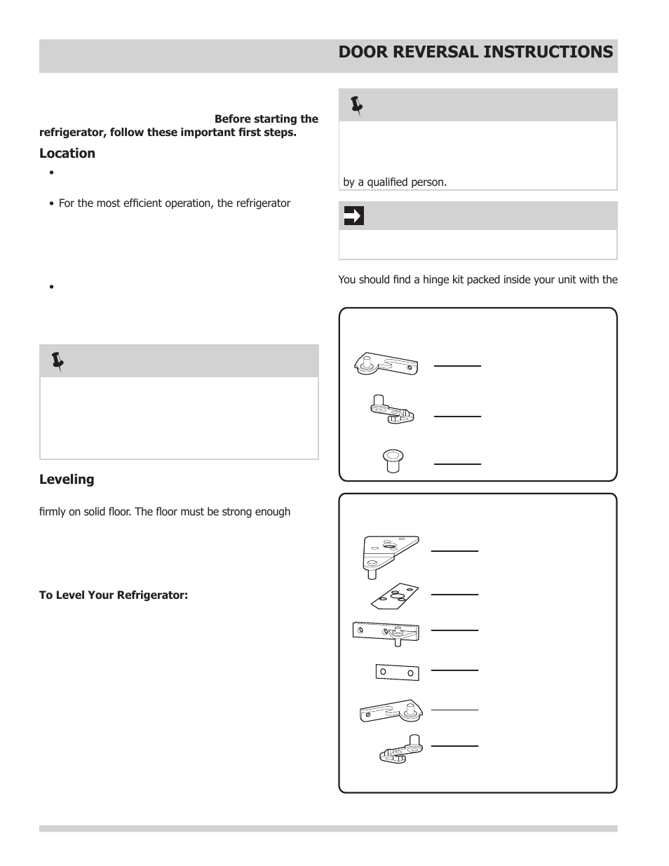 Installation, Door reversal instructions, Important | FRIGIDAIRE FFTR1022QW User Manual | Page 4 / 36