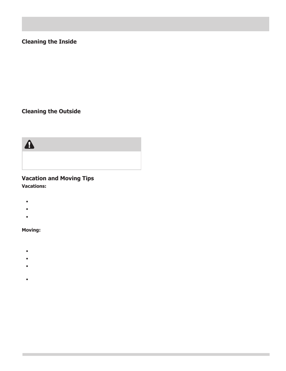 Care and cleaning, Warning | FRIGIDAIRE FFTR1022QW User Manual | Page 9 / 36