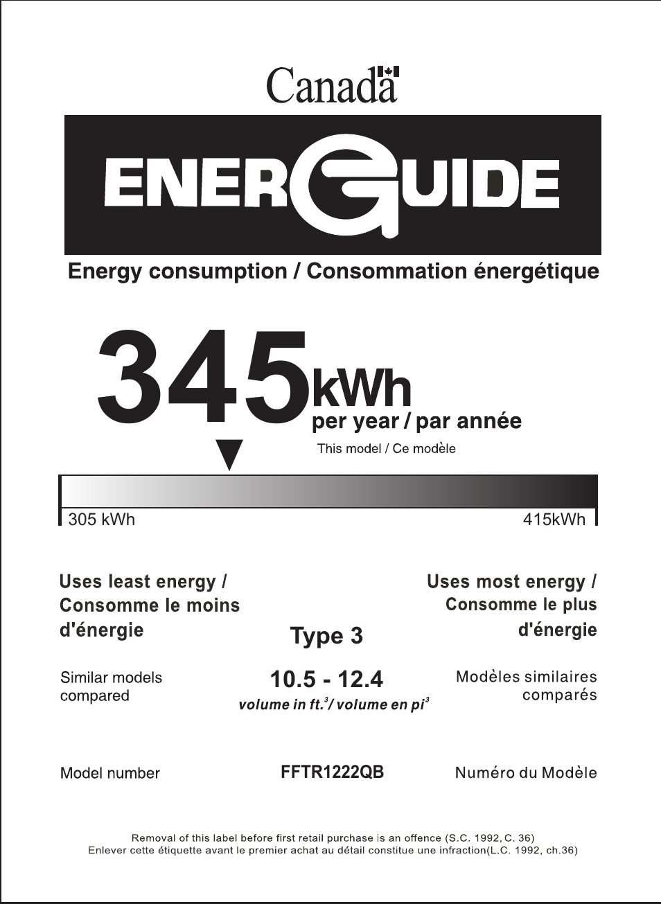 FRIGIDAIRE FFTR1222QW User Manual | Page 2 / 2