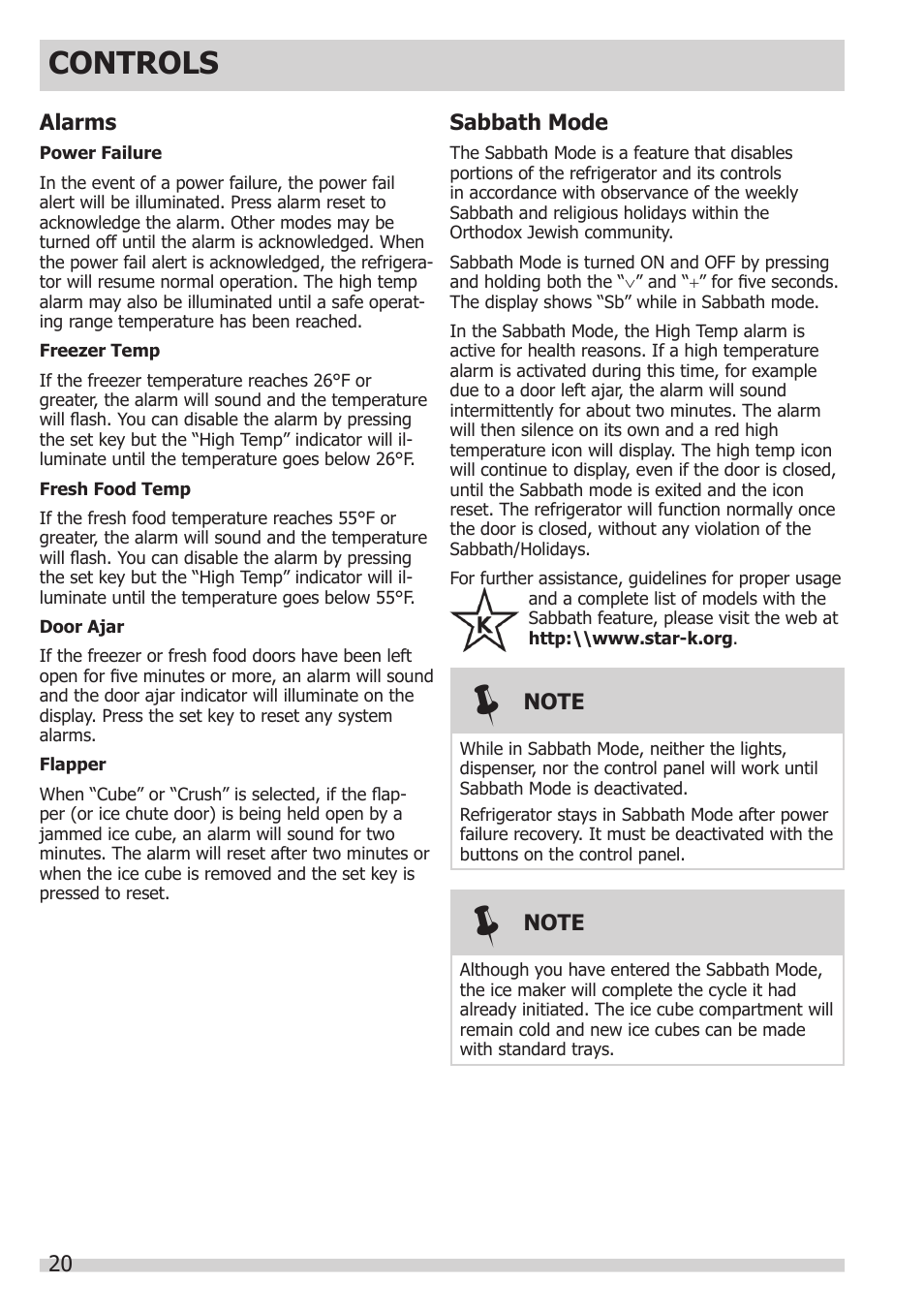 Controls | FRIGIDAIRE FGHB2866PP User Manual | Page 20 / 41