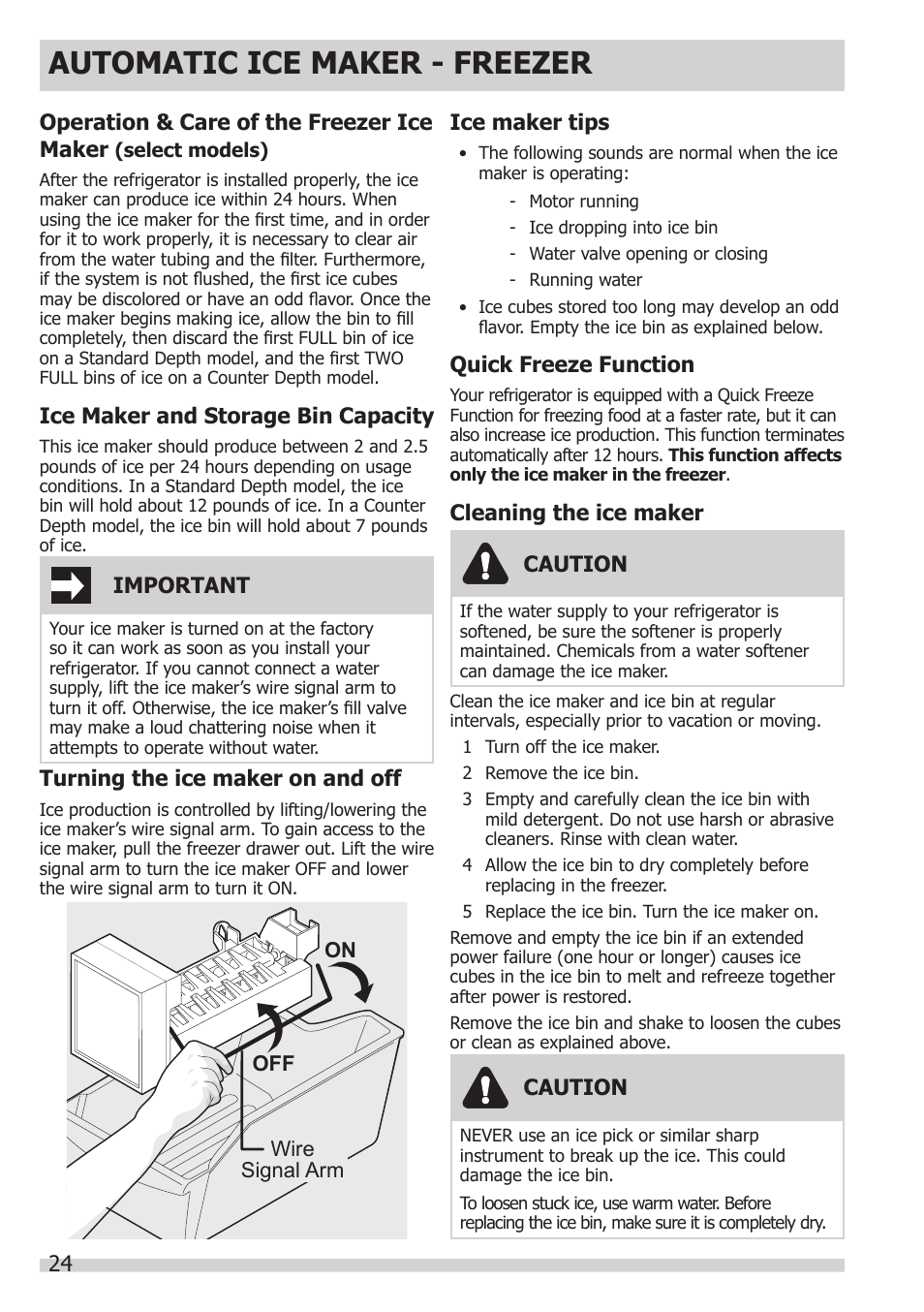 Automatic ice maker - freezer | FRIGIDAIRE FGHB2866PP User Manual | Page 24 / 41