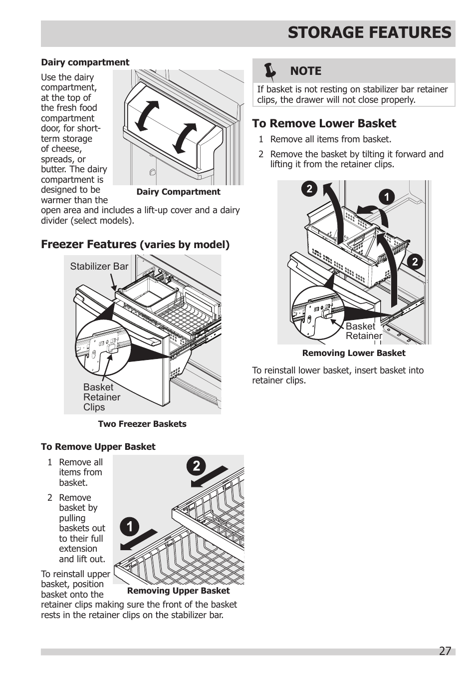 Storage features | FRIGIDAIRE FGHB2866PP User Manual | Page 27 / 41