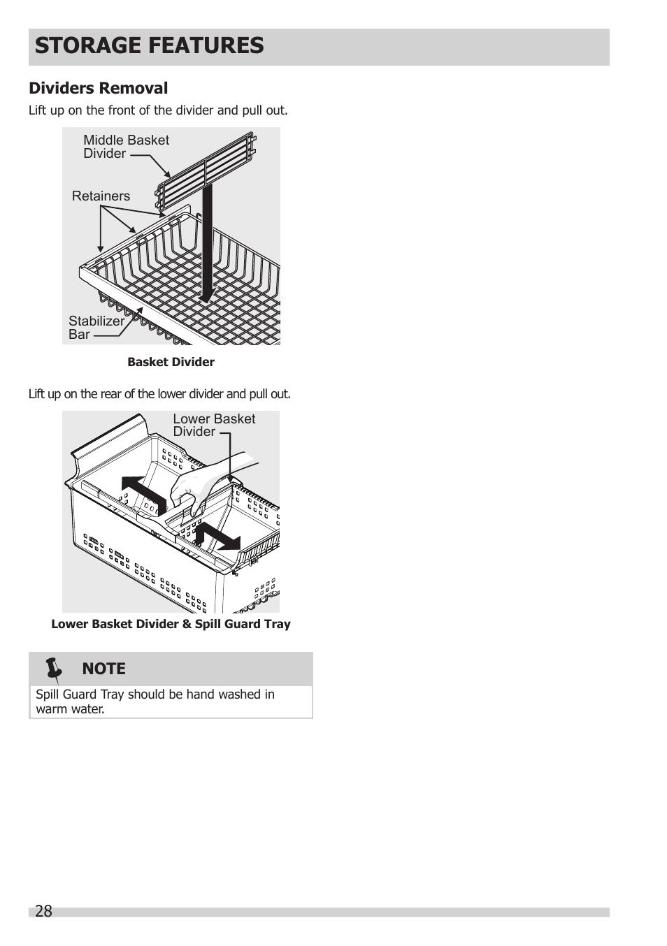 Storage features | FRIGIDAIRE FGHB2866PP User Manual | Page 28 / 41