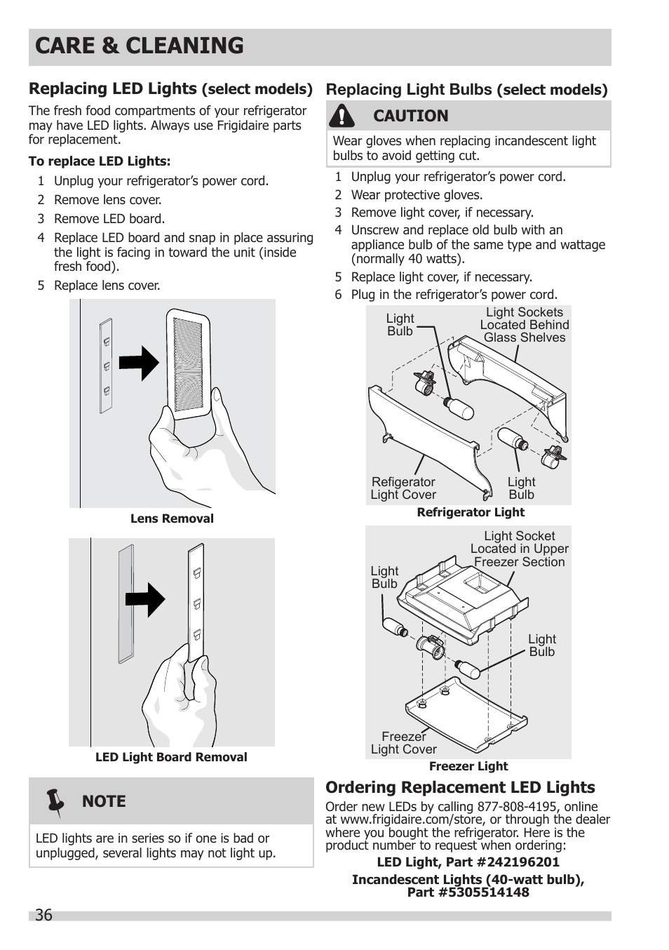Care & cleaning | FRIGIDAIRE FGHB2866PP User Manual | Page 36 / 41