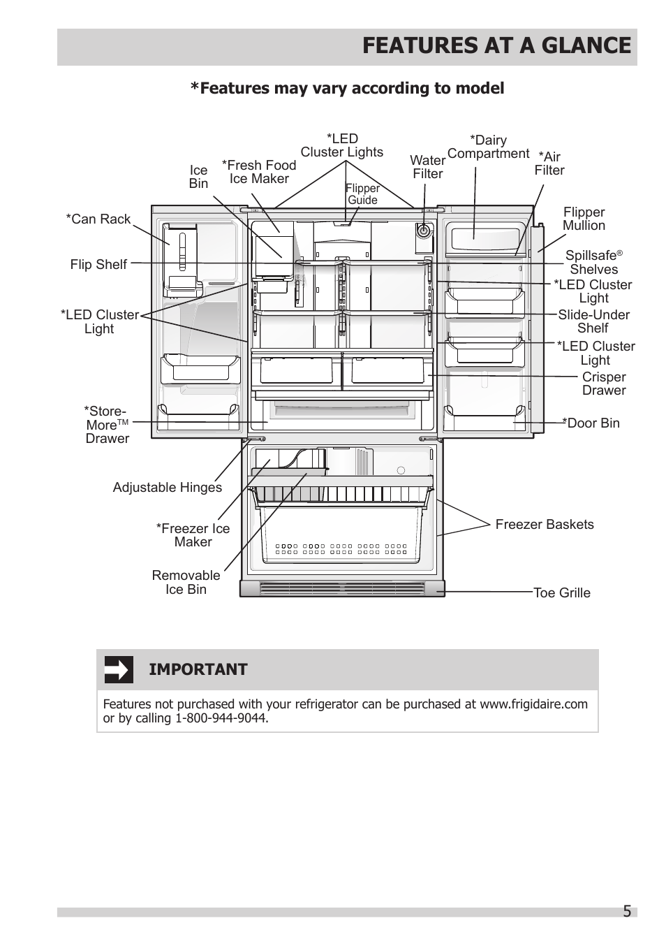 Features at a glance | FRIGIDAIRE FGHB2866PP User Manual | Page 5 / 41