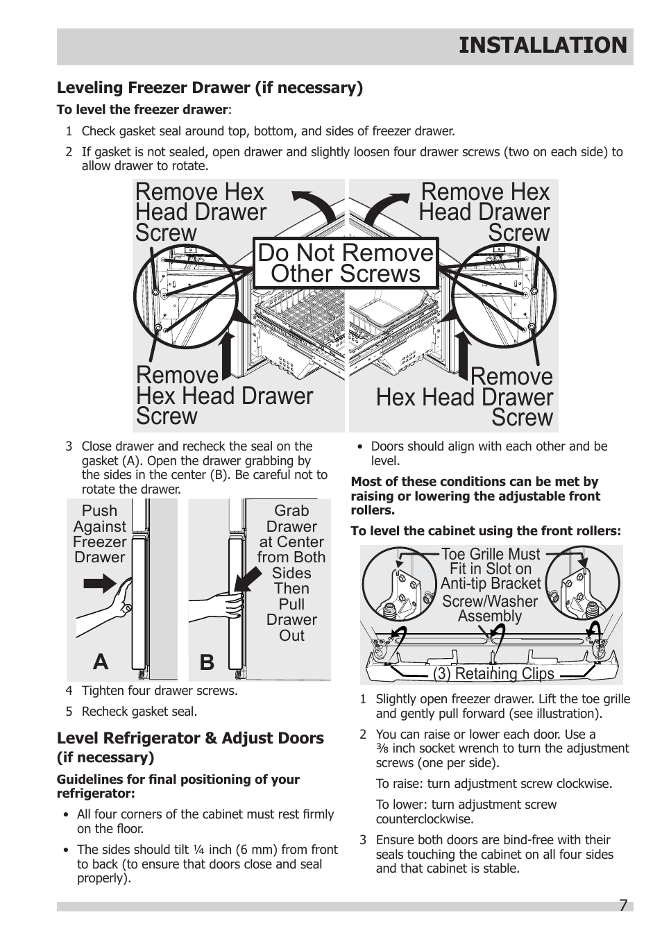 Installation | FRIGIDAIRE FGHB2866PP User Manual | Page 7 / 41